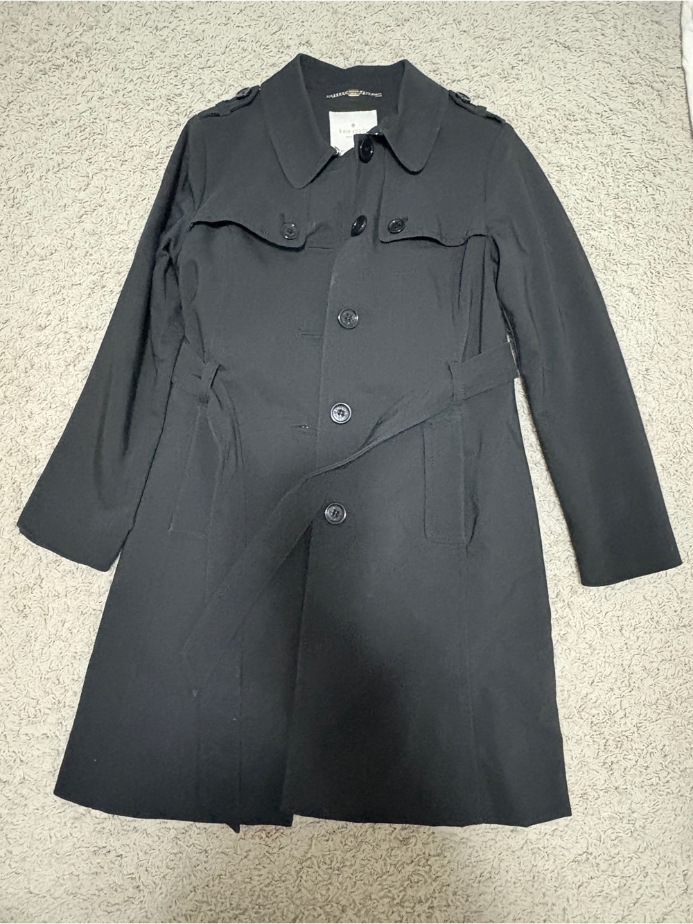 kate spade Black Tailored Trench Coat with Belt
